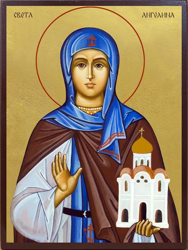 Икона на Света Ангелина - златен фон