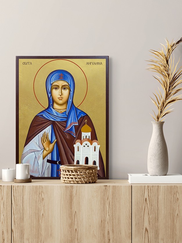 Икона на Света Ангелина - златен фон