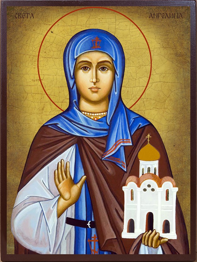 Икона на Св. Ангелина - състарена фон