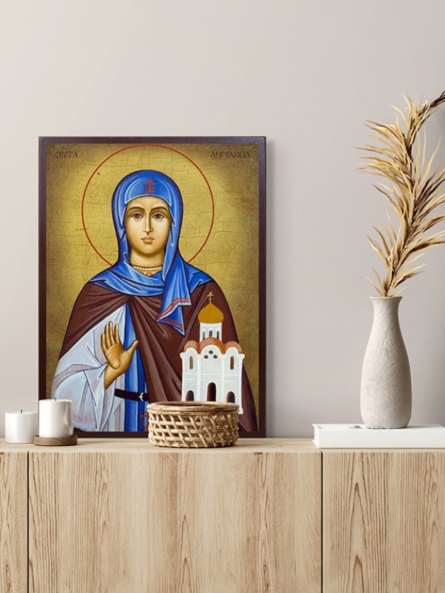 Икона на Св. Ангелина - състарена фон