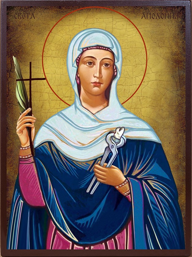 Икона на Св. Аполония - състарен фон