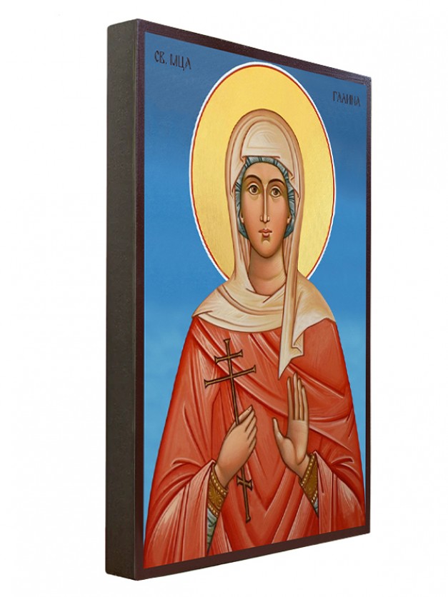 Икона на Св. Галина Коринтска - син фон