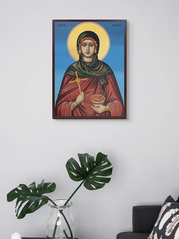 Икона на Св. Параскева - Петка Римлянка - син фон