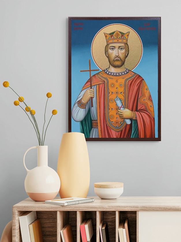 Икона на Св. Цар Борис - син фон
