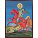 Икона на Св. Димитър на кон - син фон