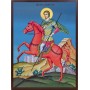 Икона на Св. Димитър на кон - син фон