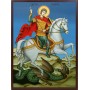 Икона на Св. Георги Победоносец на кон - син фон