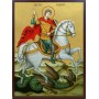 Икона на Свети Георги на кон - с позлатен фон