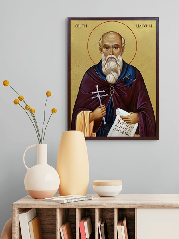 Икона на Свети Максим Изповедник - фон злато