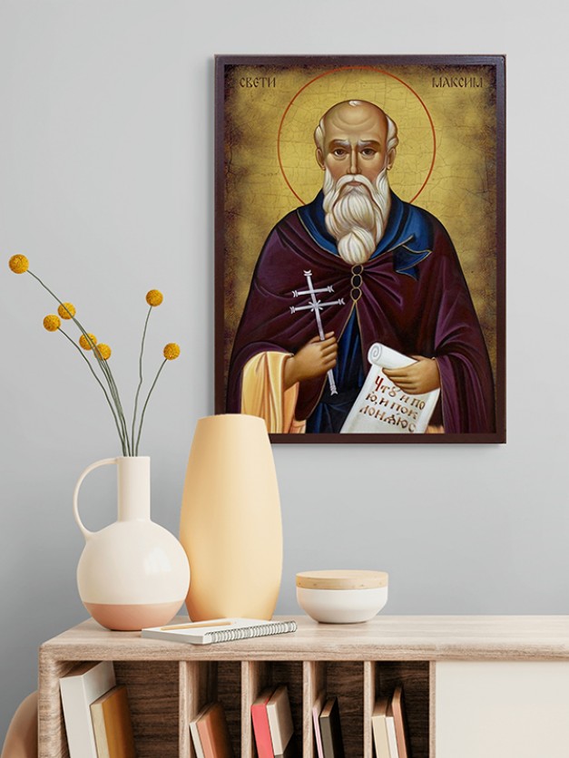 Икона на Св. Максим - състарен фон