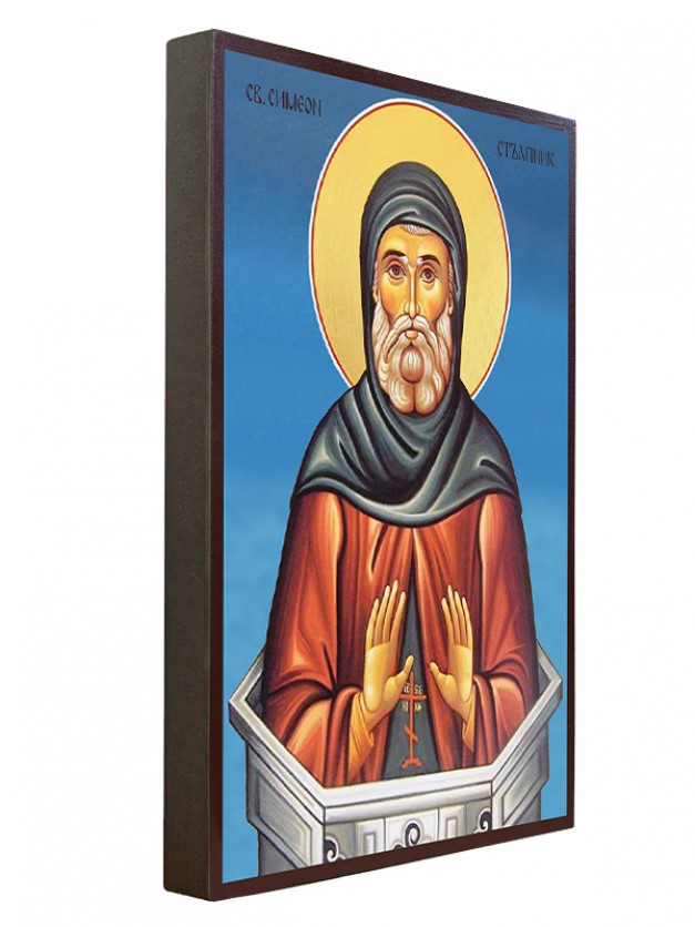 Икона на Св. Симеон Стълпник - син фон