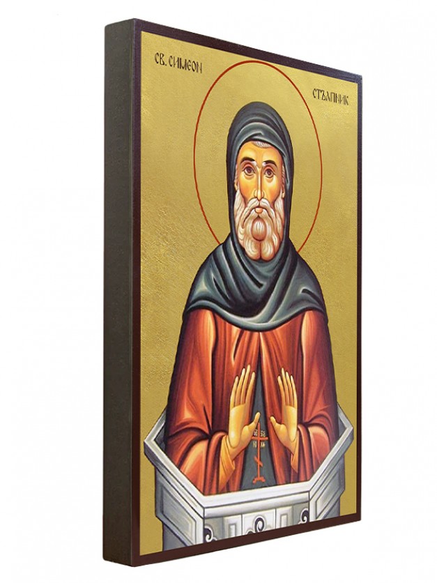 Икона на Свети Симеон Стълпник - фон злато