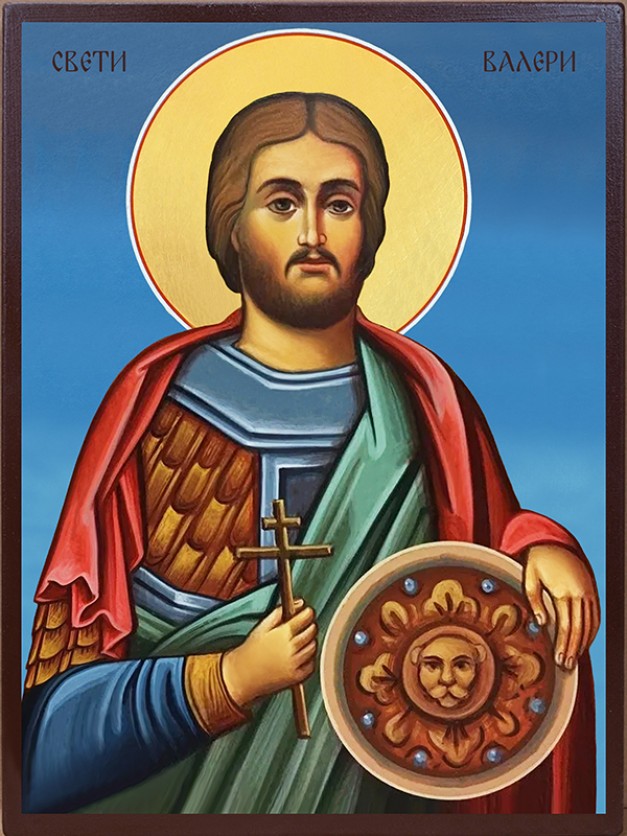 Икона на Св. Валери на син фон