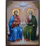 Икона на Св. Троица - ръчна изработка - син фон