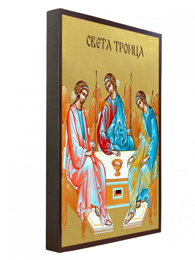 Икона Света Троица - с позлатен фон