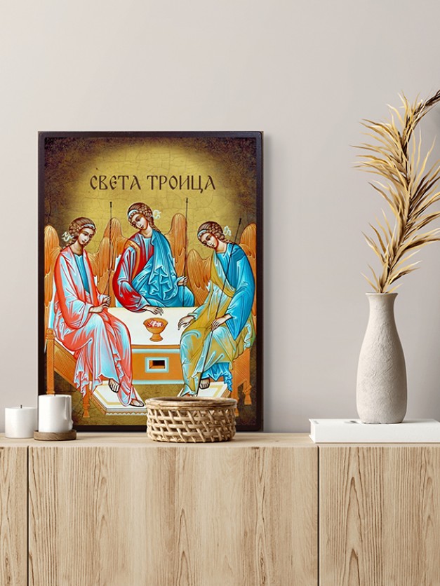 Икона Света Троица - състарен фон