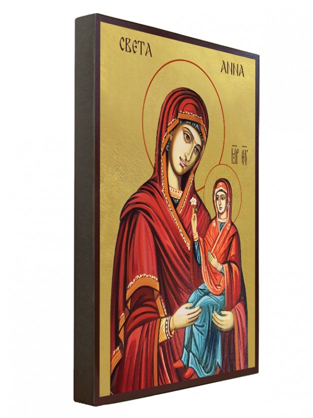 Икона на Света Анна - със златен фон