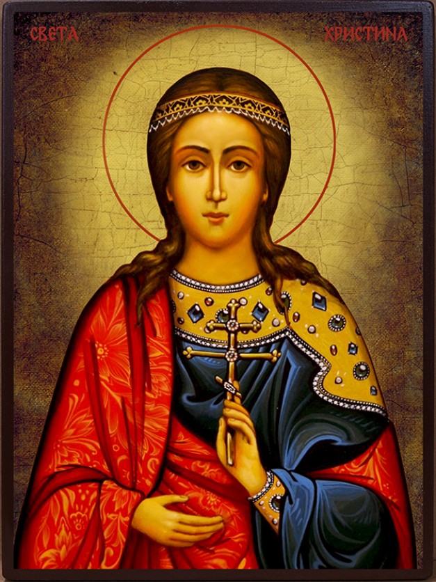 Икона на Света великомъченица Христина - ръчно състарена