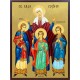 Икона на Св. мъченици Вяра, Надежда, Любов и майка им София - с позлатен фон