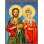 Икона на Св. мчци Адриан и Наталия - ръчно изработена