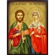 Икона на Св. мчци Адриан и Наталия - ръчна изработка със състаряване