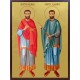 Икона на Св. св. безсребърници Козма и Дамян - със златен фон